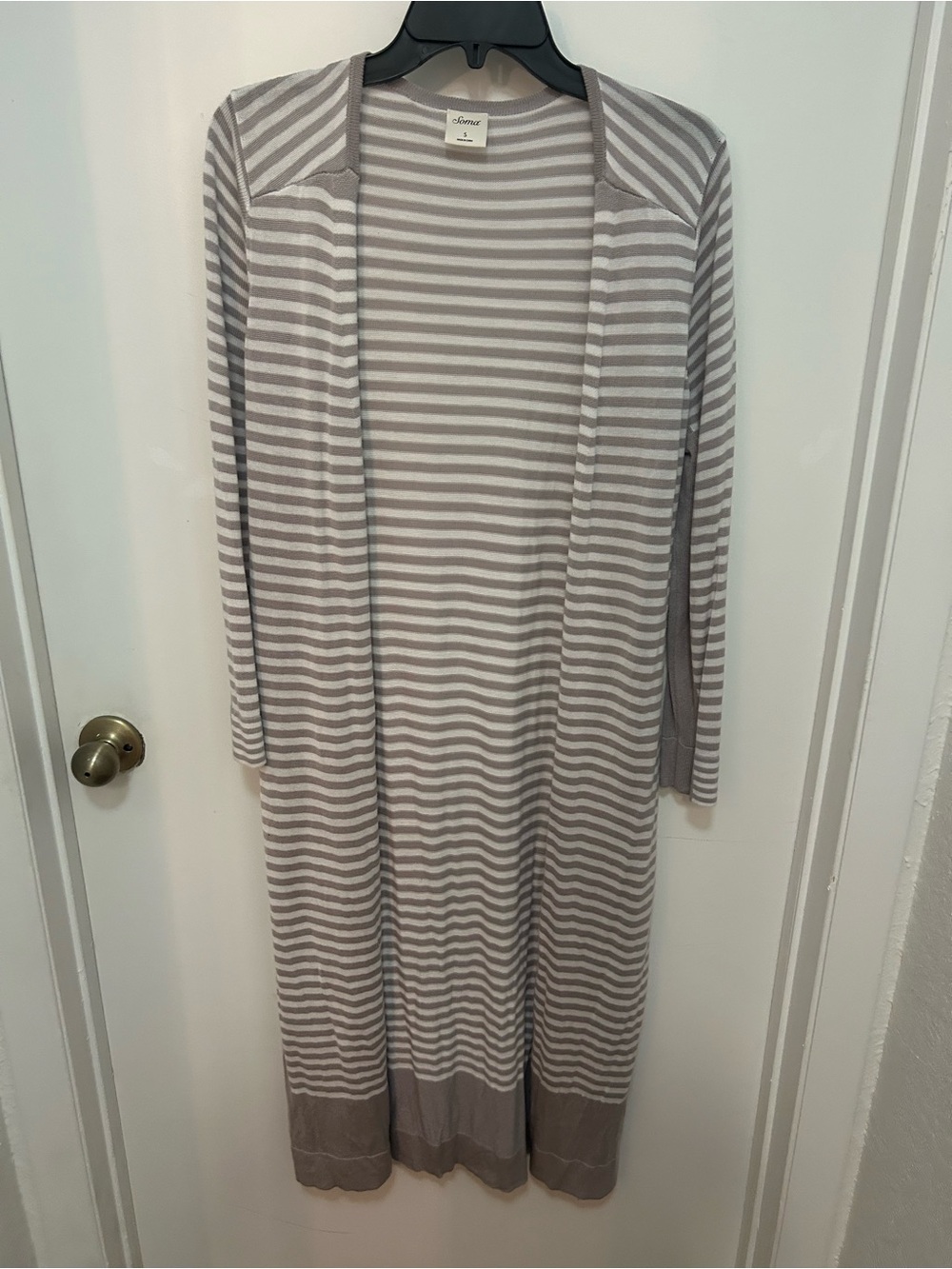 Soma Gray & White Striped Knit Top